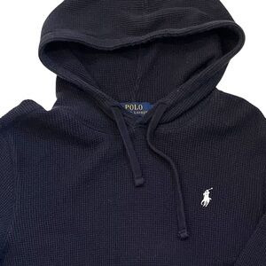 Polo Ralph Lauren Men’s Waffle Knit Hoodie Navy Thermal Pullover Size M